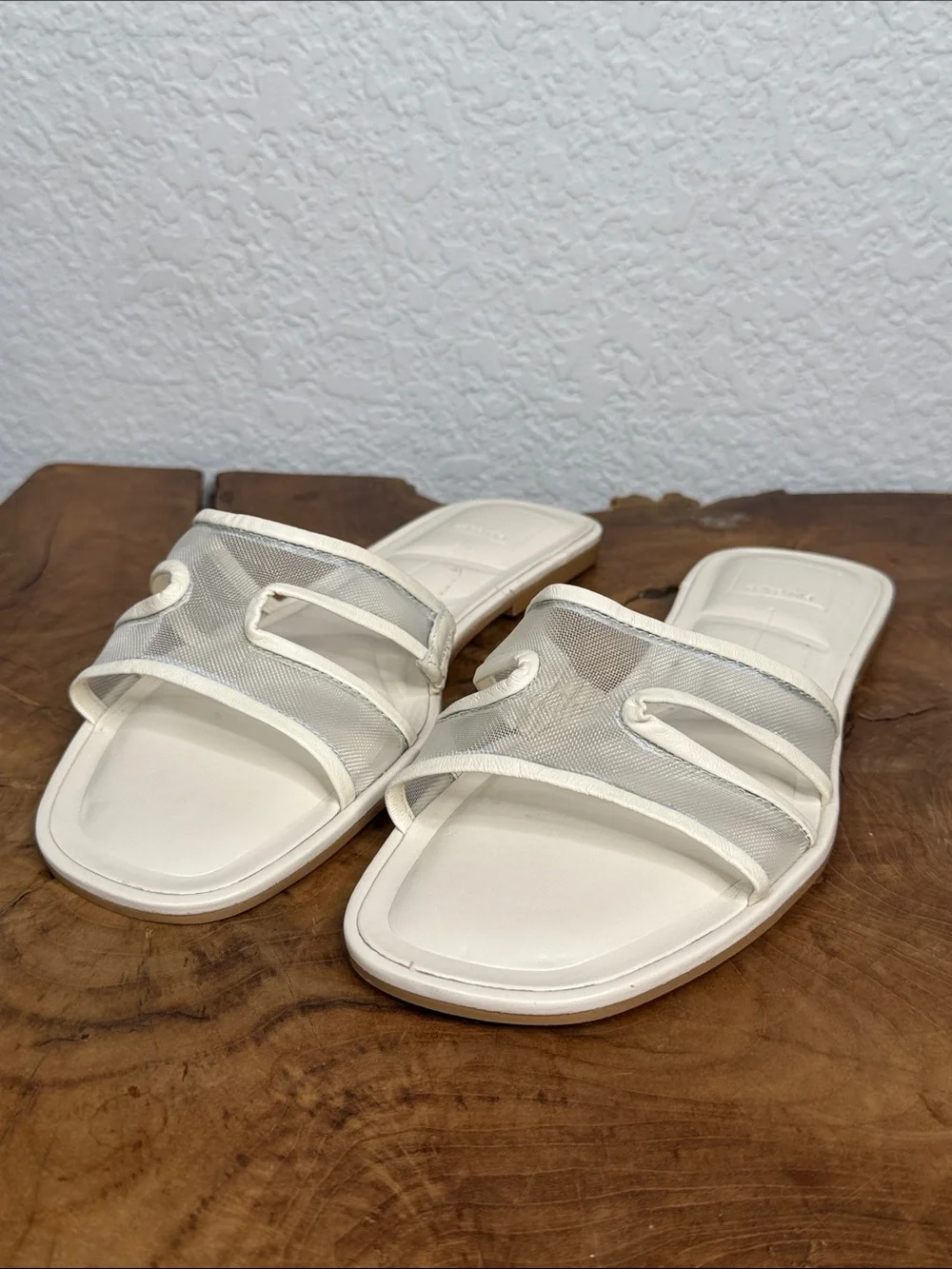 DOLCE VITA FLORI MESH OFF WHITE SLIDE SANDALS NWOT MINIMALIST RESORT CHIC SIZE 8